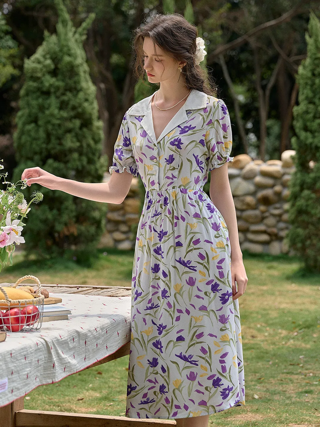 【Final Sale】Esmeralda V-Neck Ruffle Sleeve Dress sold by Simple Retro product image thumbnail 3