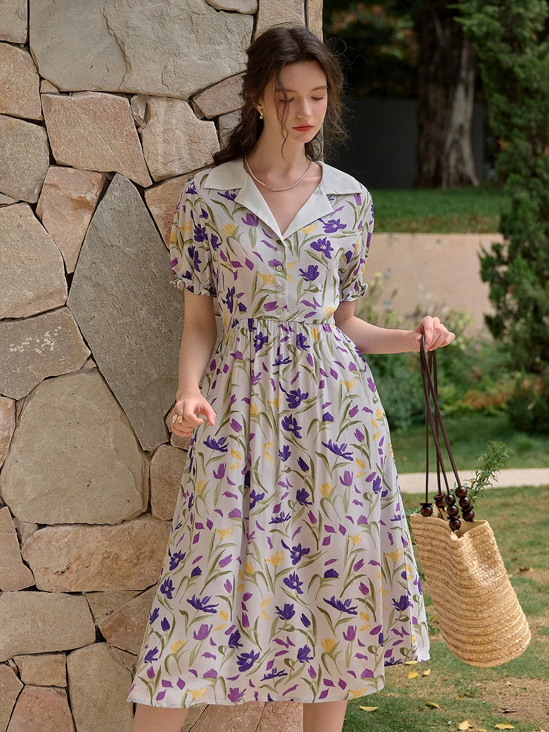 【Final Sale】Esmeralda V-Neck Ruffle Sleeve Dress sold by Simple Retro