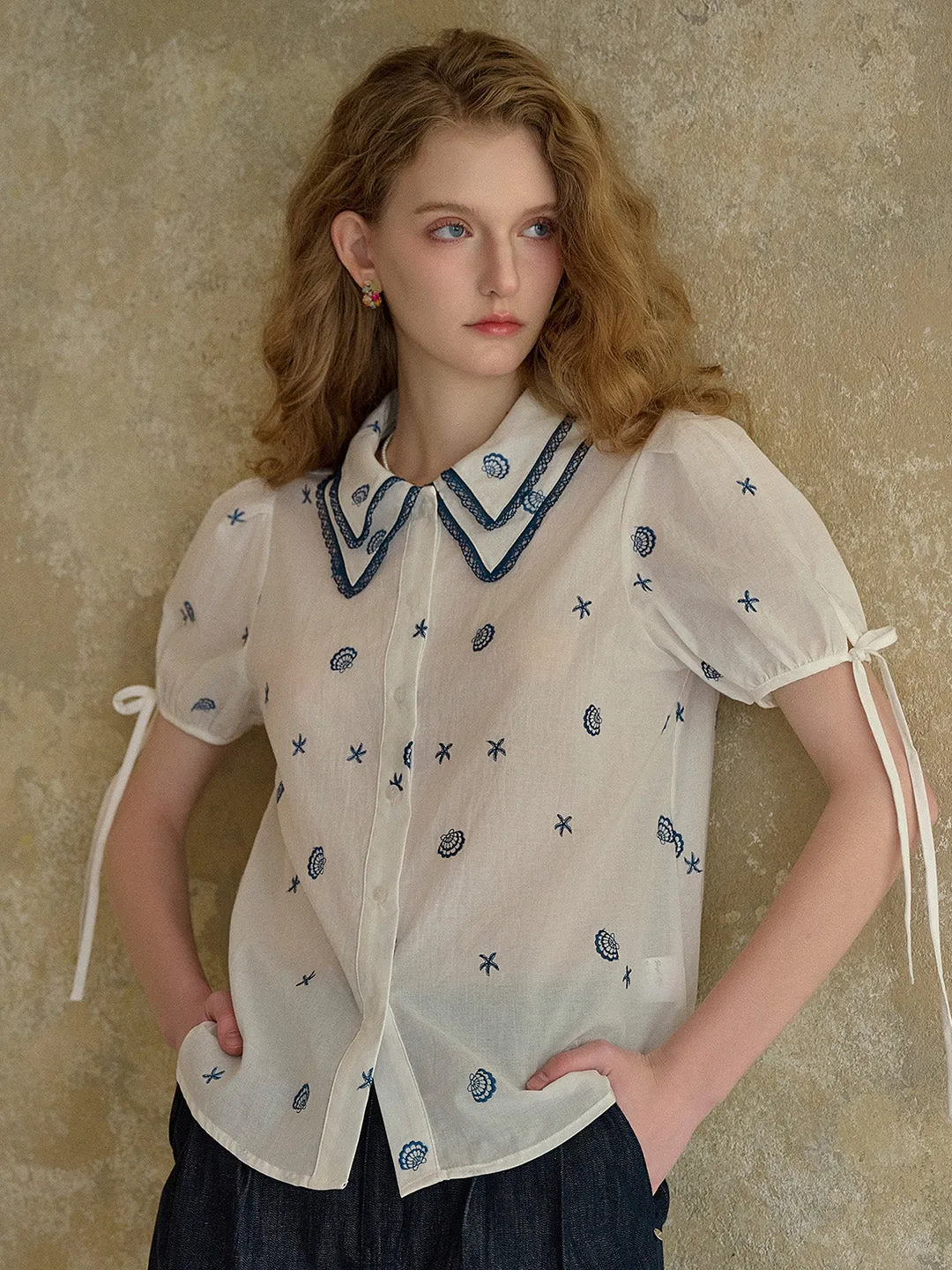 【Final Sale】Amaya Double Collar Stars Blouse sold by Simple Retro product image thumbnail 4