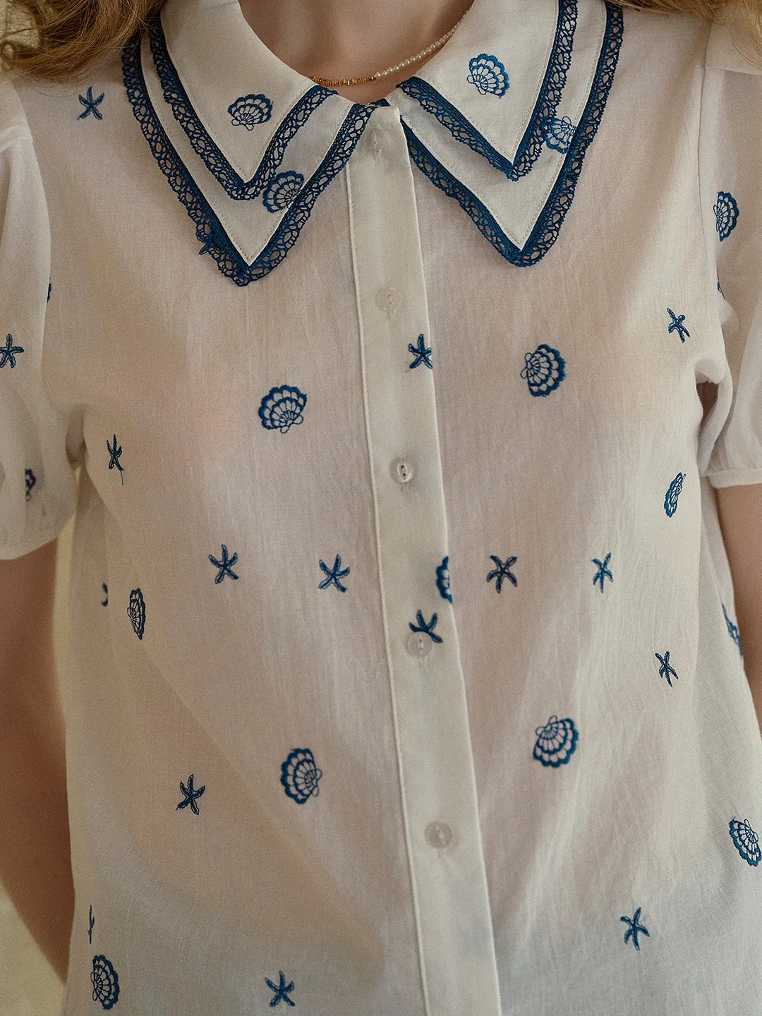 【Final Sale】Amaya Double Collar Stars Blouse sold by Simple Retro product image thumbnail 2