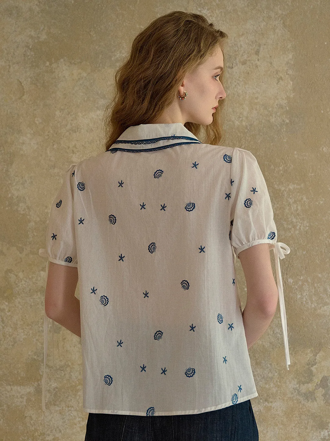 【Final Sale】Amaya Double Collar Stars Blouse sold by Simple Retro product image thumbnail 5