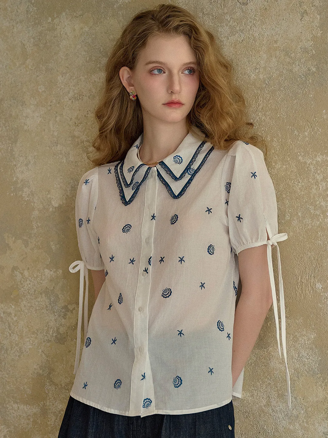 【Final Sale】Amaya Double Collar Stars Blouse sold by Simple Retro product image thumbnail 3