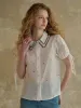 【Final Sale】Hazel Double Collar Floral 100% Cotton Blouse sold by Simple Retro