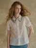 【Final Sale】Hazel Double Collar Floral 100% Cotton Blouse sold by Simple Retro