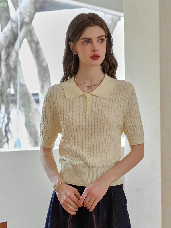 Mavis Round Neck Knit 100% Cotton Blouse sold by Simple Retro