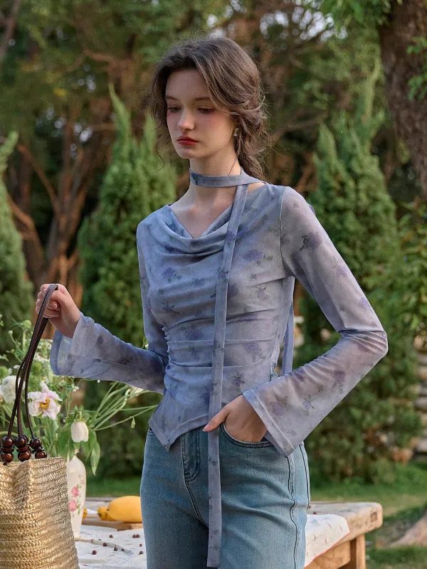 Bexley Cowl Neck Floral Blouse sold by Simple Retro