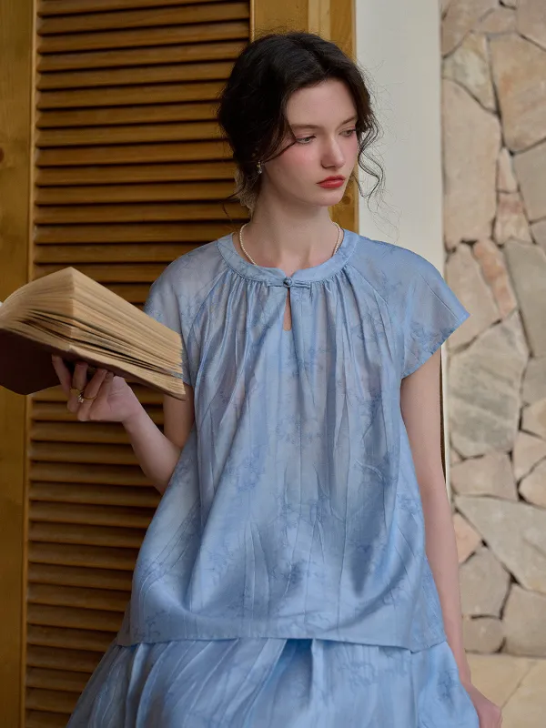 Ivory Round Neck New Chinese Style Blouse sold by Simple Retro