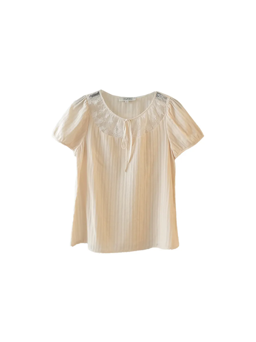 【Final Sale】Rosalie Round Neck Lace 100% Cotton Blouse sold by Simple Retro product image thumbnail 2