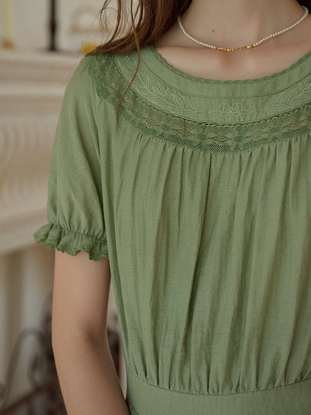 【Final Sale】Emerie Round Neck Puff Sleeve Dress sold by Simple Retro product image thumbnail 5