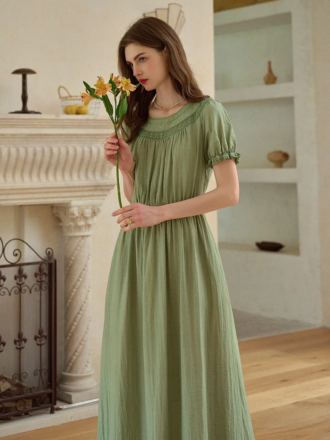 【Final Sale】Emerie Round Neck Puff Sleeve Dress sold by Simple Retro