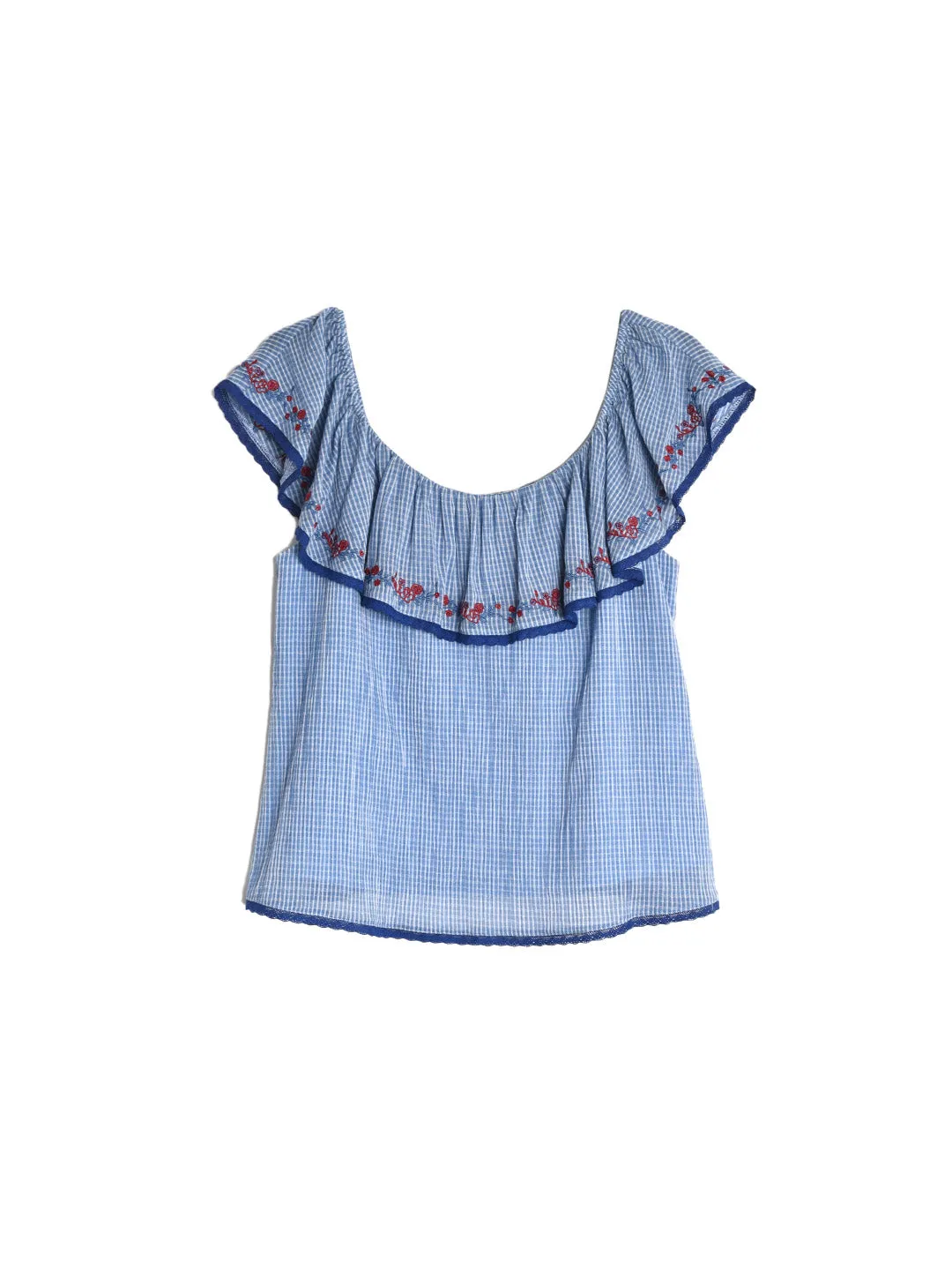 【Final Sale】Amelia Ruffle Neck Floral Embroidery Top sold by Simple Retro product image thumbnail 2