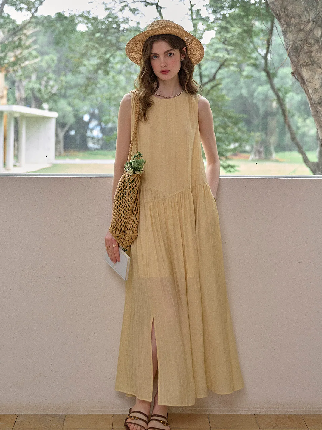 Maria Round Neck Sleeveless Viscose Dress sold by Simple Retro product image thumbnail 5