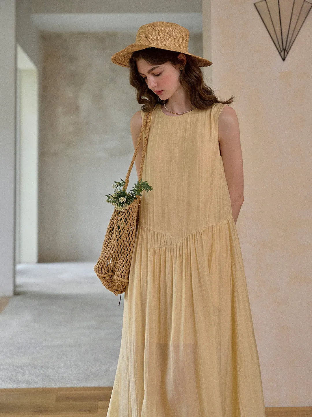 Maria Round Neck Sleeveless Viscose Dress sold by Simple Retro product image thumbnail 4