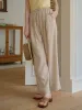 Nova Simple Elastic Waist Linen Trousers - Khaki sold by Simple Retro