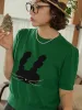 Chowxiaodou Puff-Sleeve Knit Linen T-Shirt sold by Simple Retro