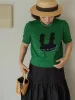 Chowxiaodou Puff-Sleeve Knit Linen T-Shirt sold by Simple Retro