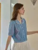 Miriam V-Neck Embroidery Tuck Pleats Blouse sold by Simple Retro