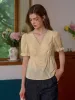 Margaret V-Neck Waist 100% Cotton Blouse sold by Simple Retro