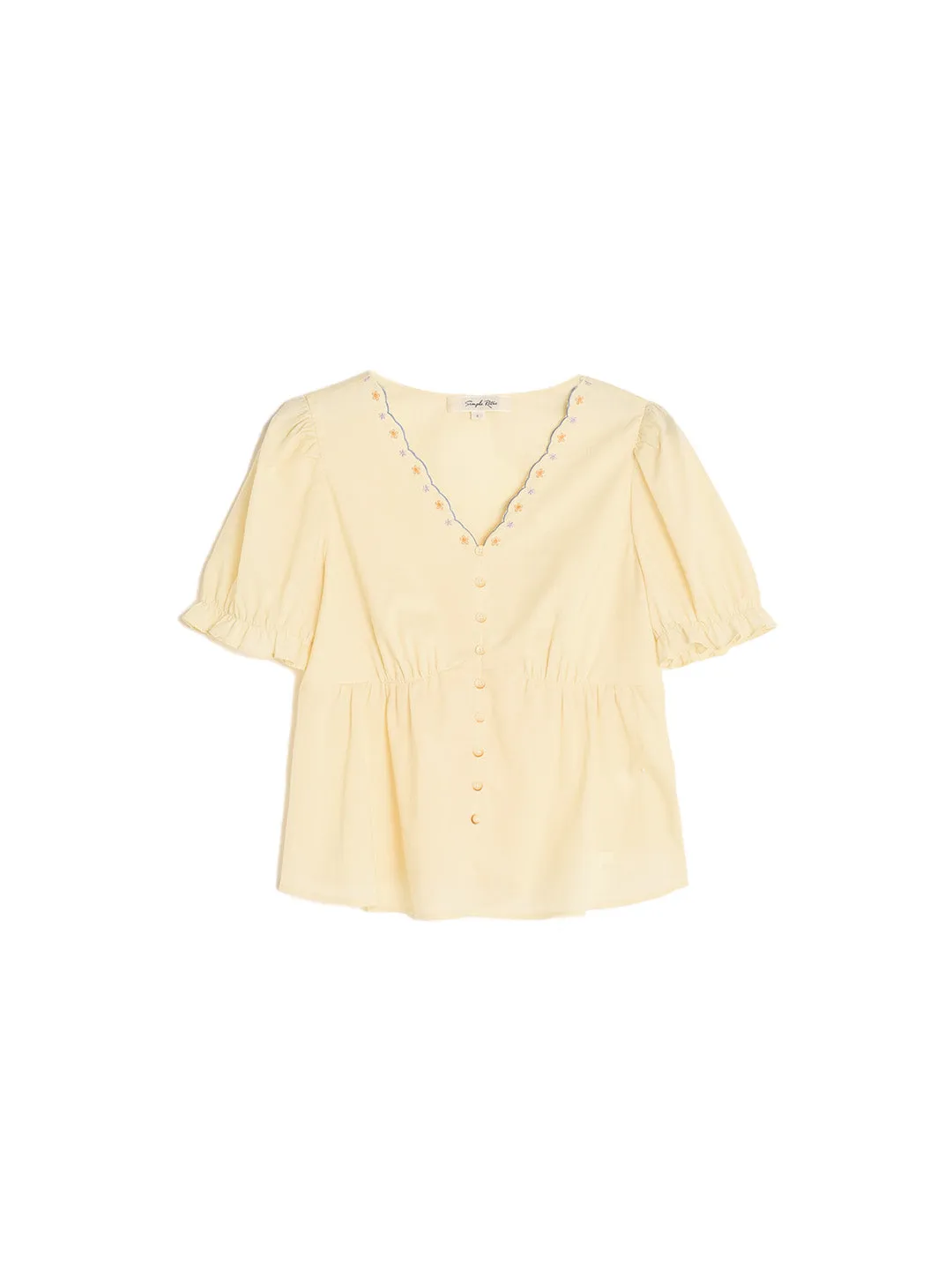 Margaret V-Neck Waist 100% Cotton Blouse sold by Simple Retro product image thumbnail 2