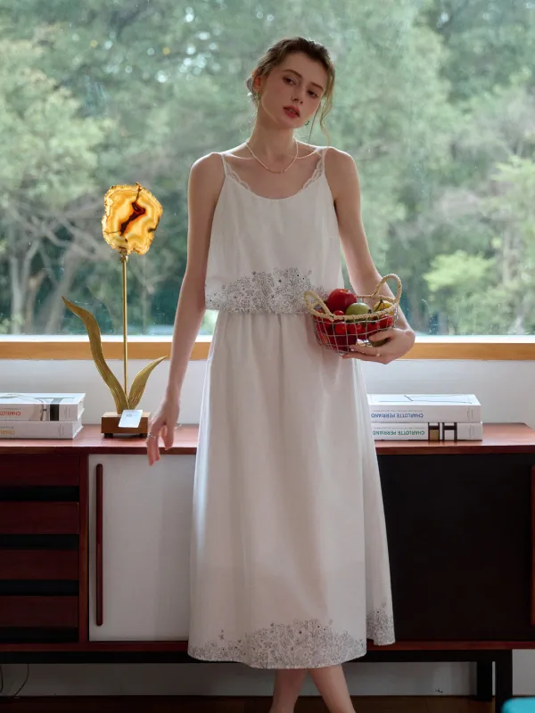 Sara Round Neck 100% Cotton Suspender Dress sold by Simple Retro