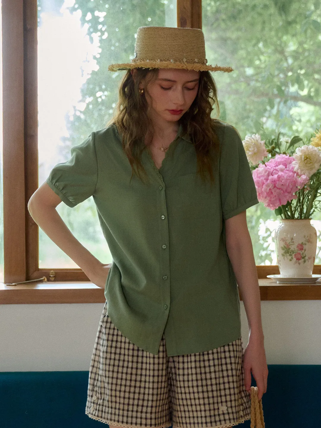 Ariella V-Neck Pocket 100% Lysell Blouse sold by Simple Retro product image thumbnail 4