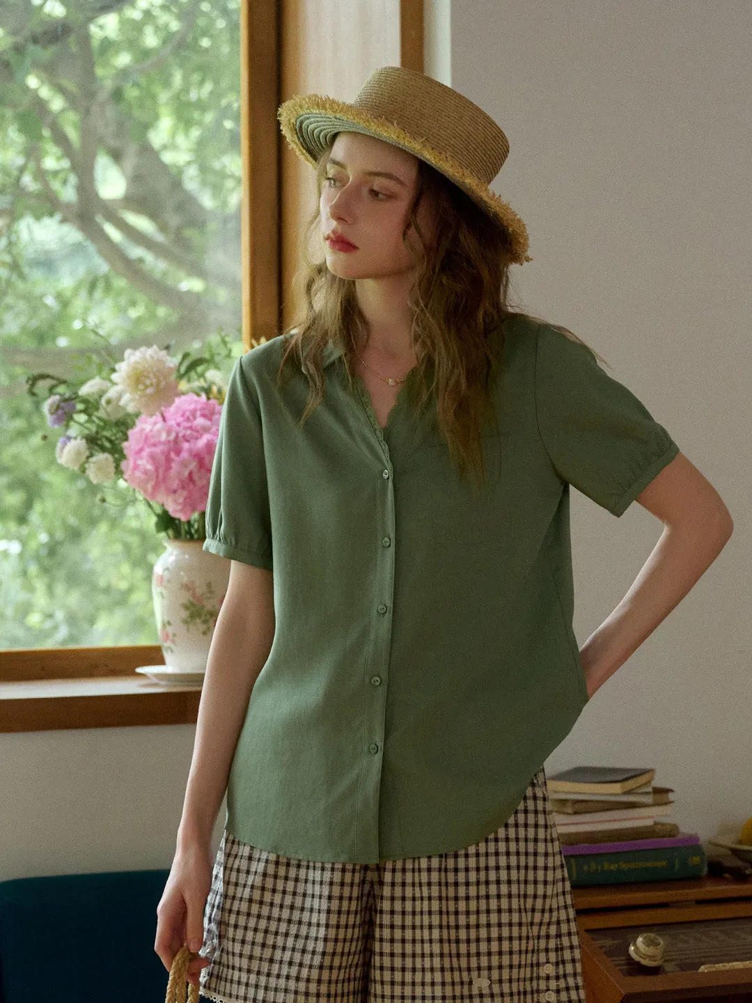 Ariella V-Neck Pocket 100% Lysell Blouse sold by Simple Retro product image thumbnail 5