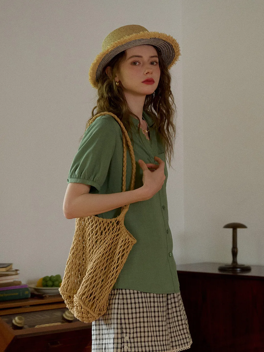 Ariella V-Neck Pocket 100% Lysell Blouse sold by Simple Retro product image thumbnail 3