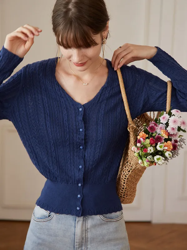 【Final Sale】Emma Cable Knit Cardigan made by Simple Retro