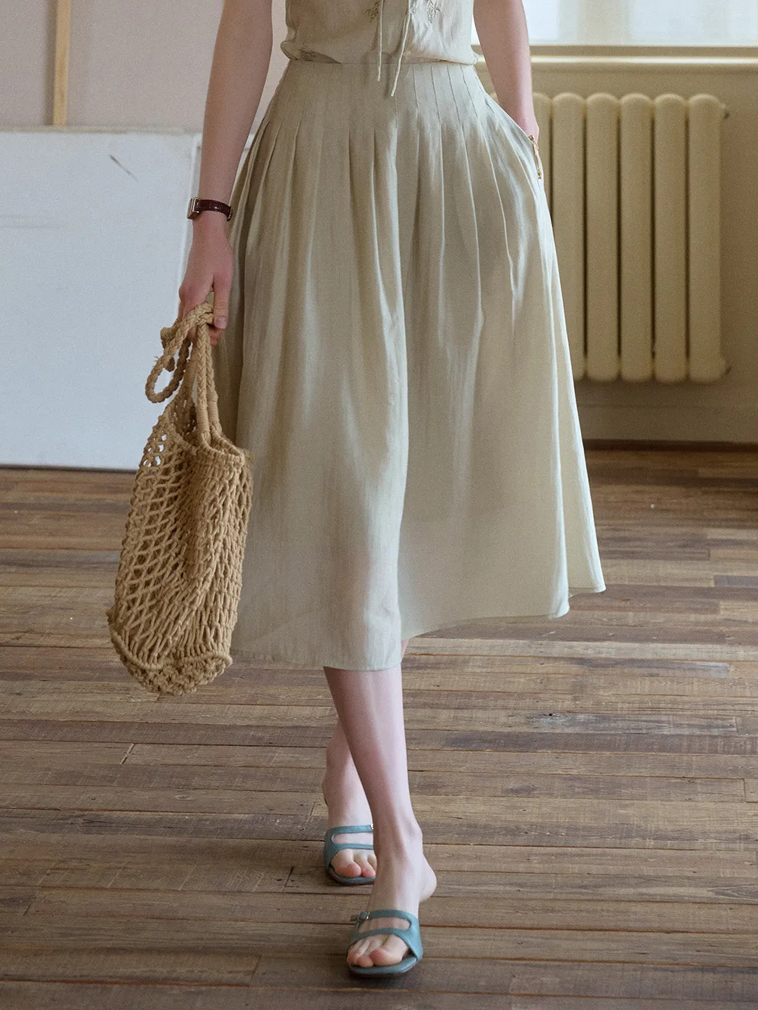 Alexandra Pleated Lyocell Skirt sold by Simple Retro product image thumbnail 4