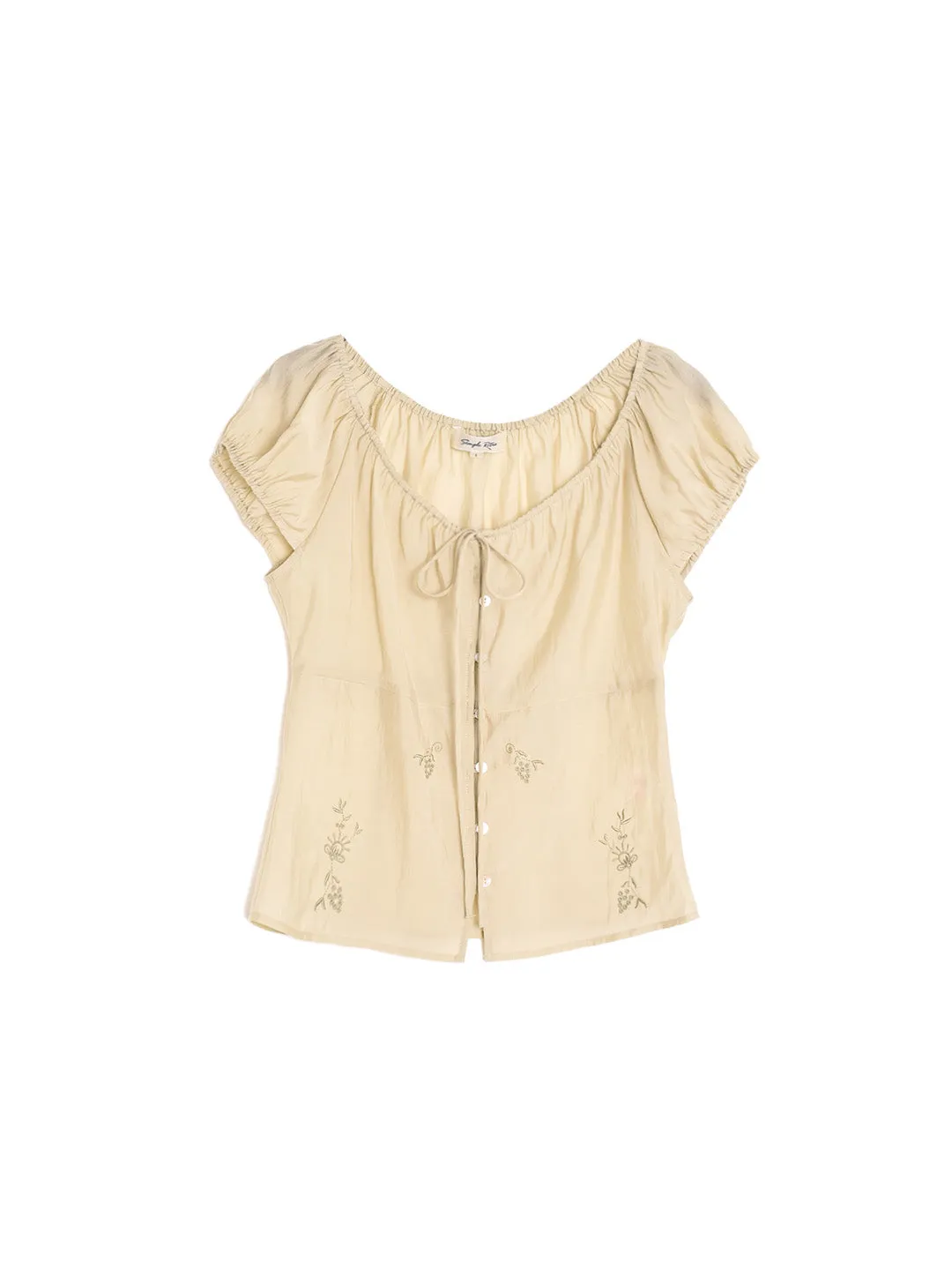 Zuri Round Neck Embroidery Lyocell Blouse sold by Simple Retro product image thumbnail 2