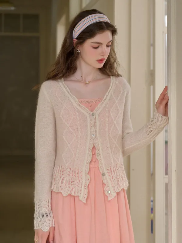 【Final Sale】Vera V-Neck Ribbed Wool Cardigan sold by Simple Retro