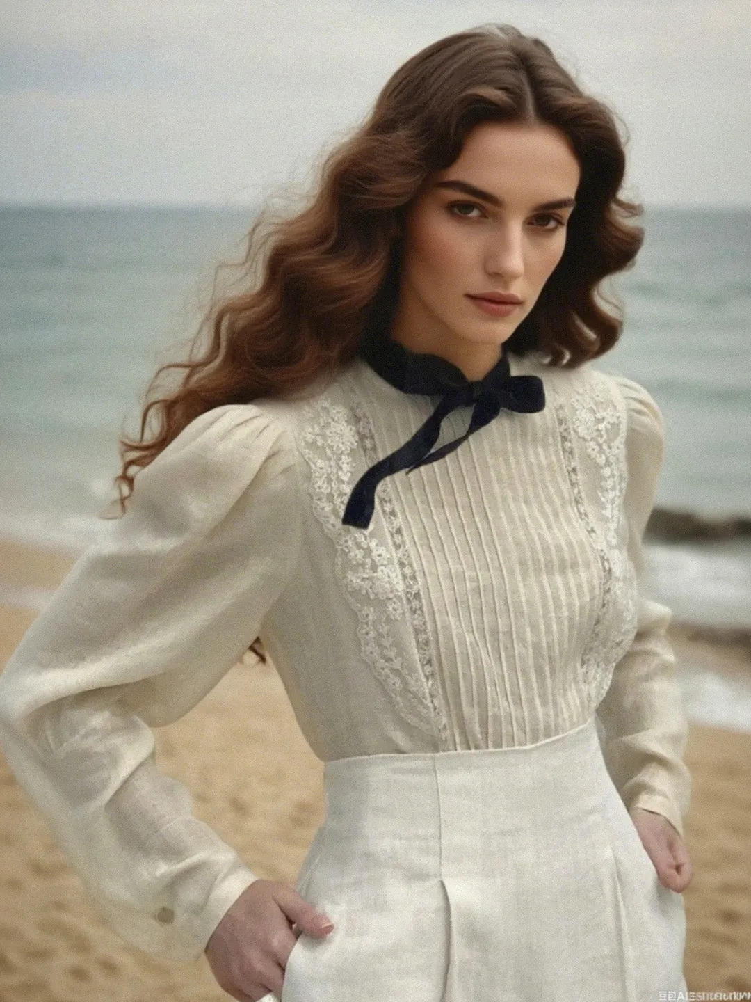 Sawyer Round Neck Lace Blouse sold by Simple Retro