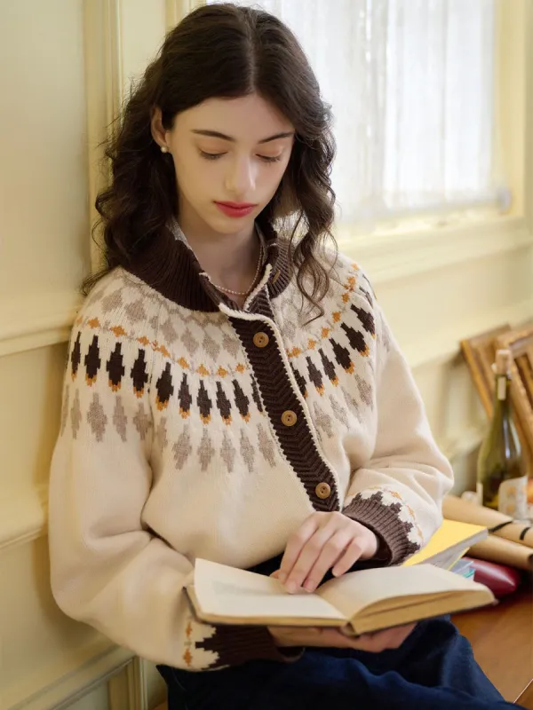 【Final Sale】Zoey Classic Fair Isle Contrast Sweater sold by Simple Retro
