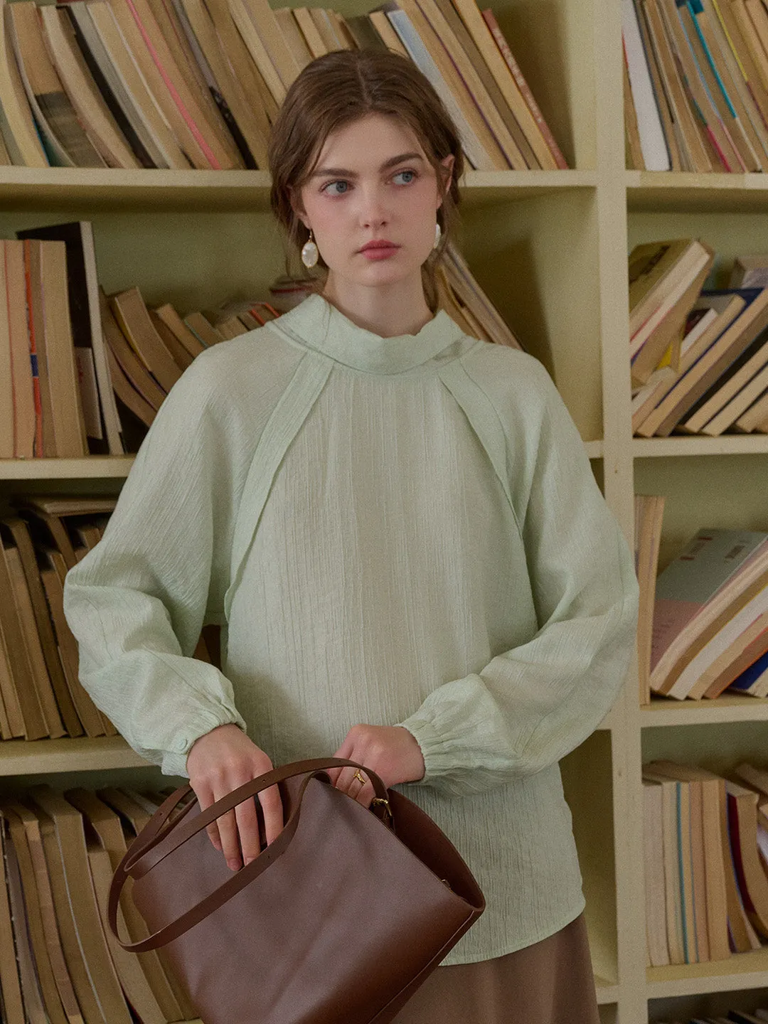 Rosemary Bow Collar Lyocell Wool Blouse sold by Simple Retro product image thumbnail 3