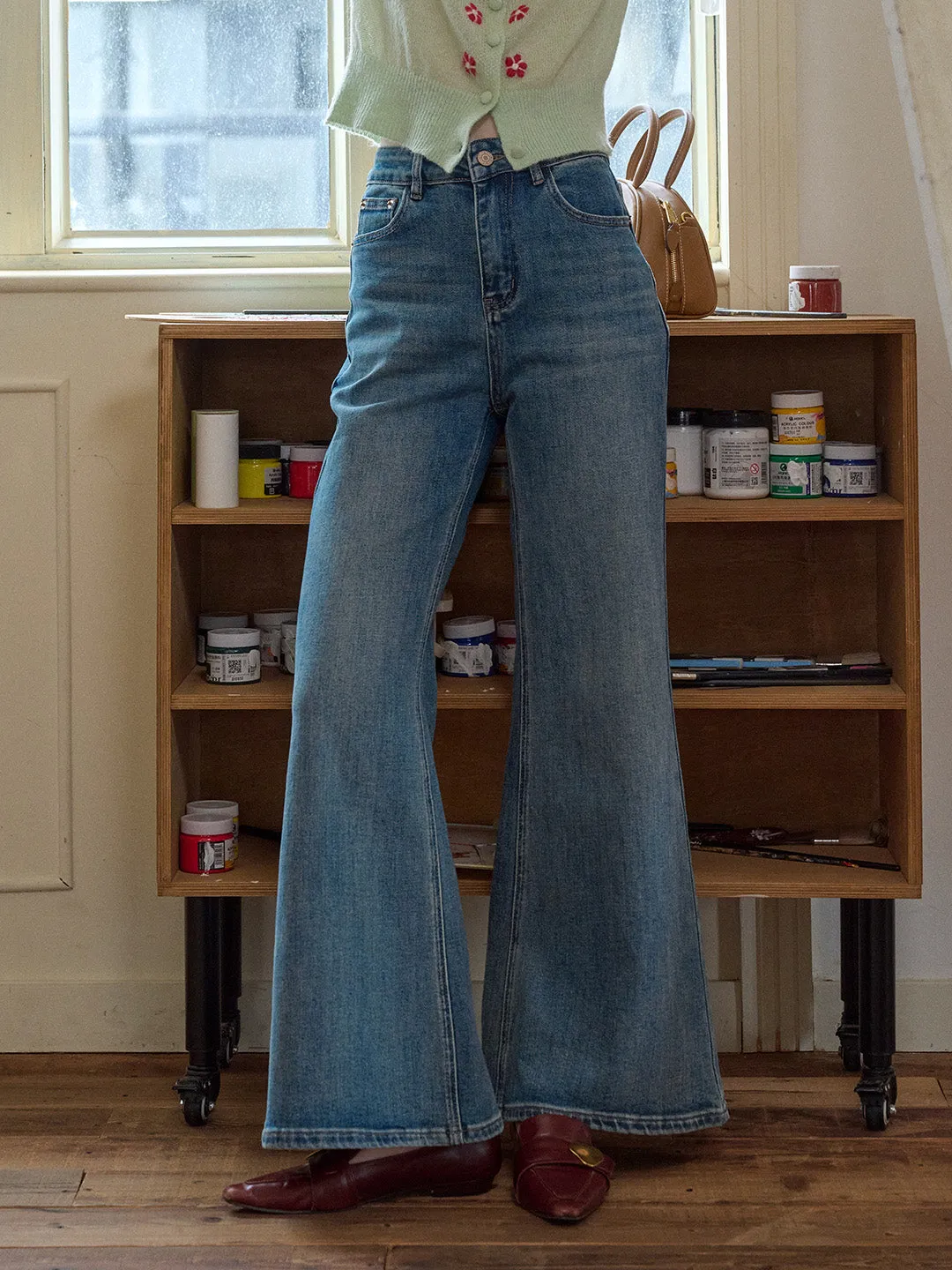 Nicole 100% Cotton Flare Jeans sold by Simple Retro product image thumbnail 4