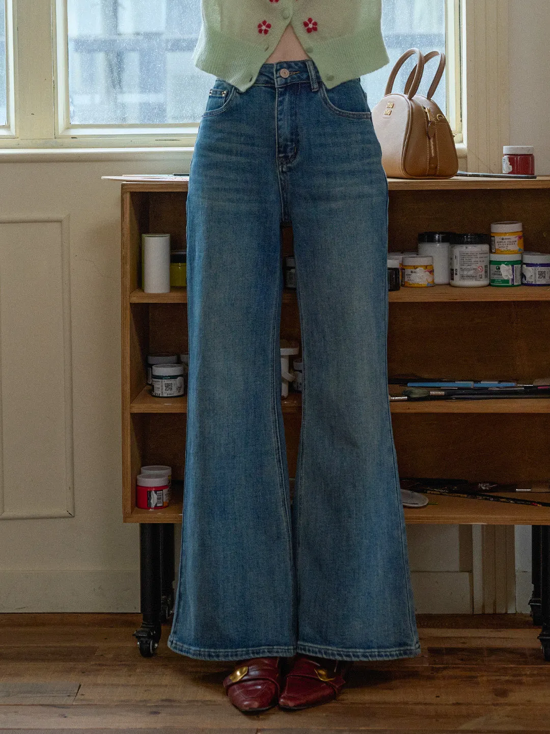 Nicole 100% Cotton Flare Jeans sold by Simple Retro