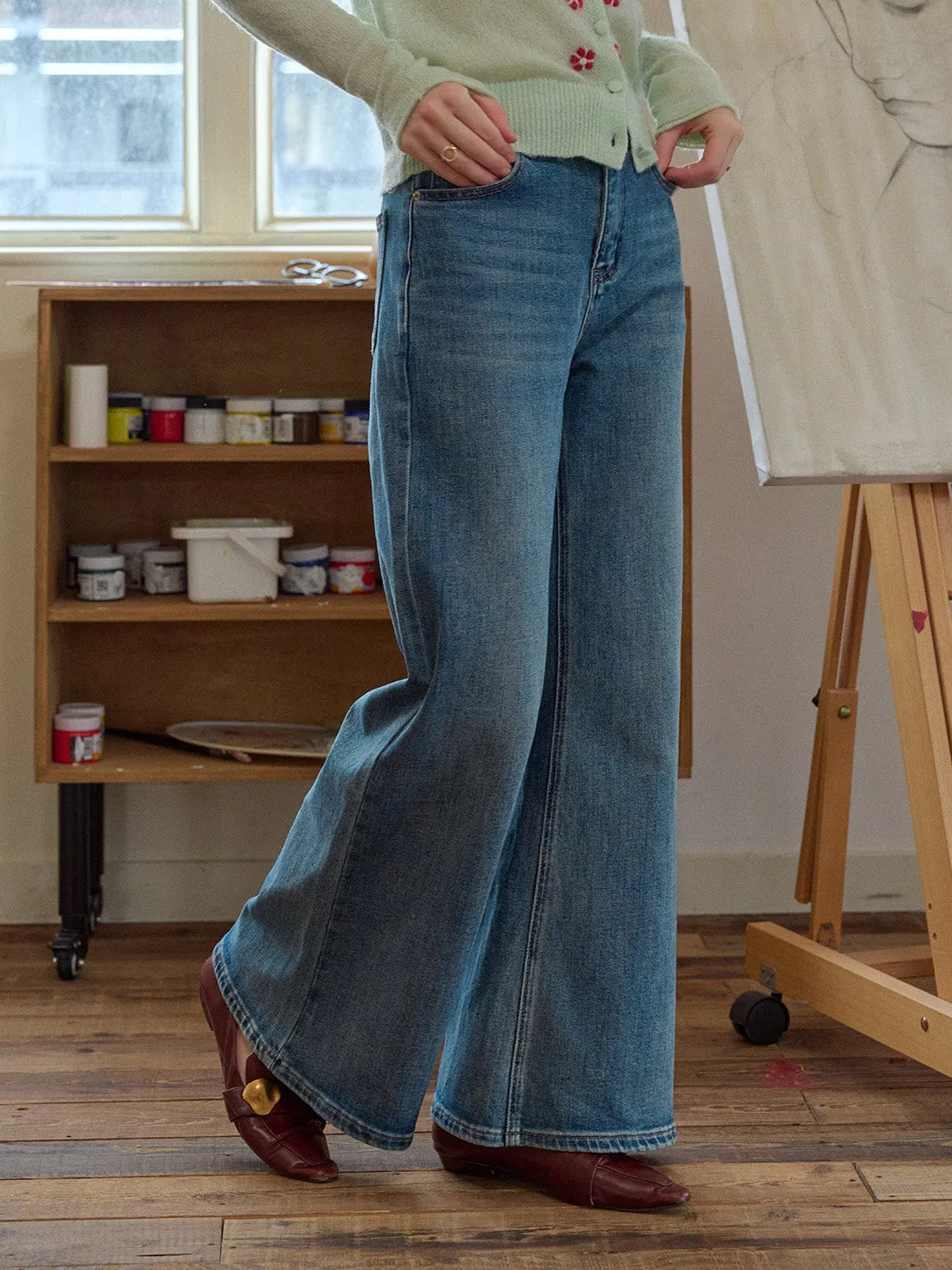 Nicole 100% Cotton Flare Jeans sold by Simple Retro product image thumbnail 5