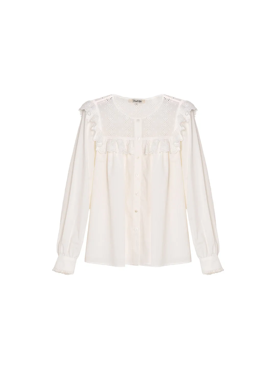 Danna Round Neck Lace Trim Blouse sold by Simple Retro product image thumbnail 2