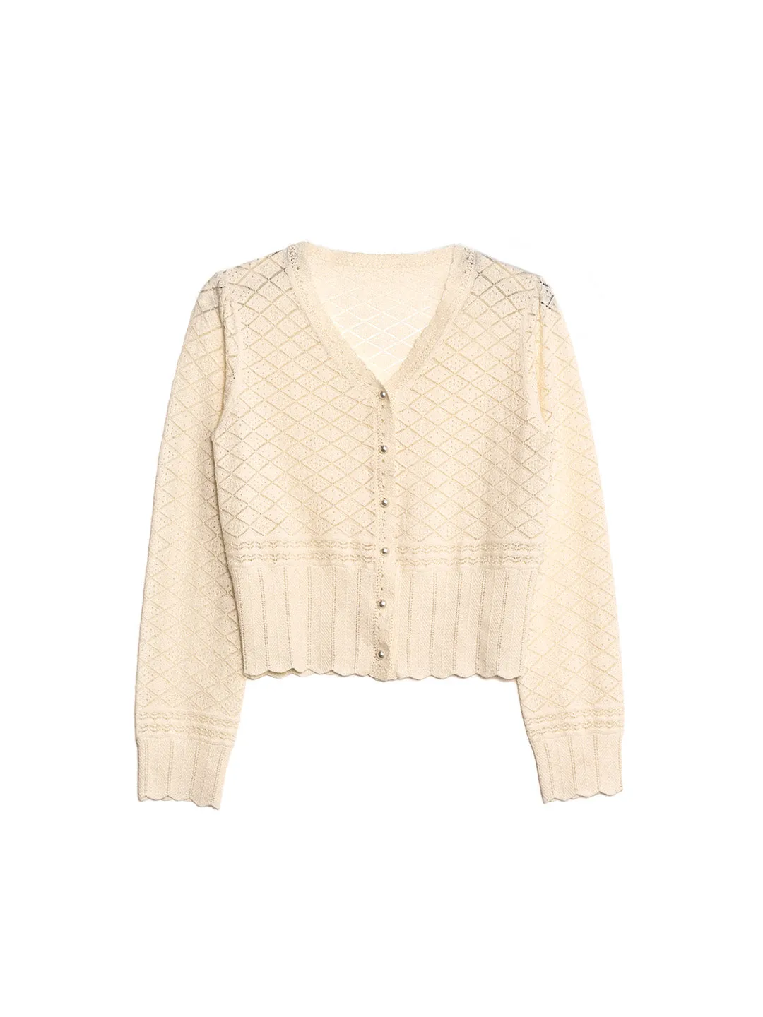 Raelyn V-Neck Texture Cotton Cardigan sold by Simple Retro product image thumbnail 2