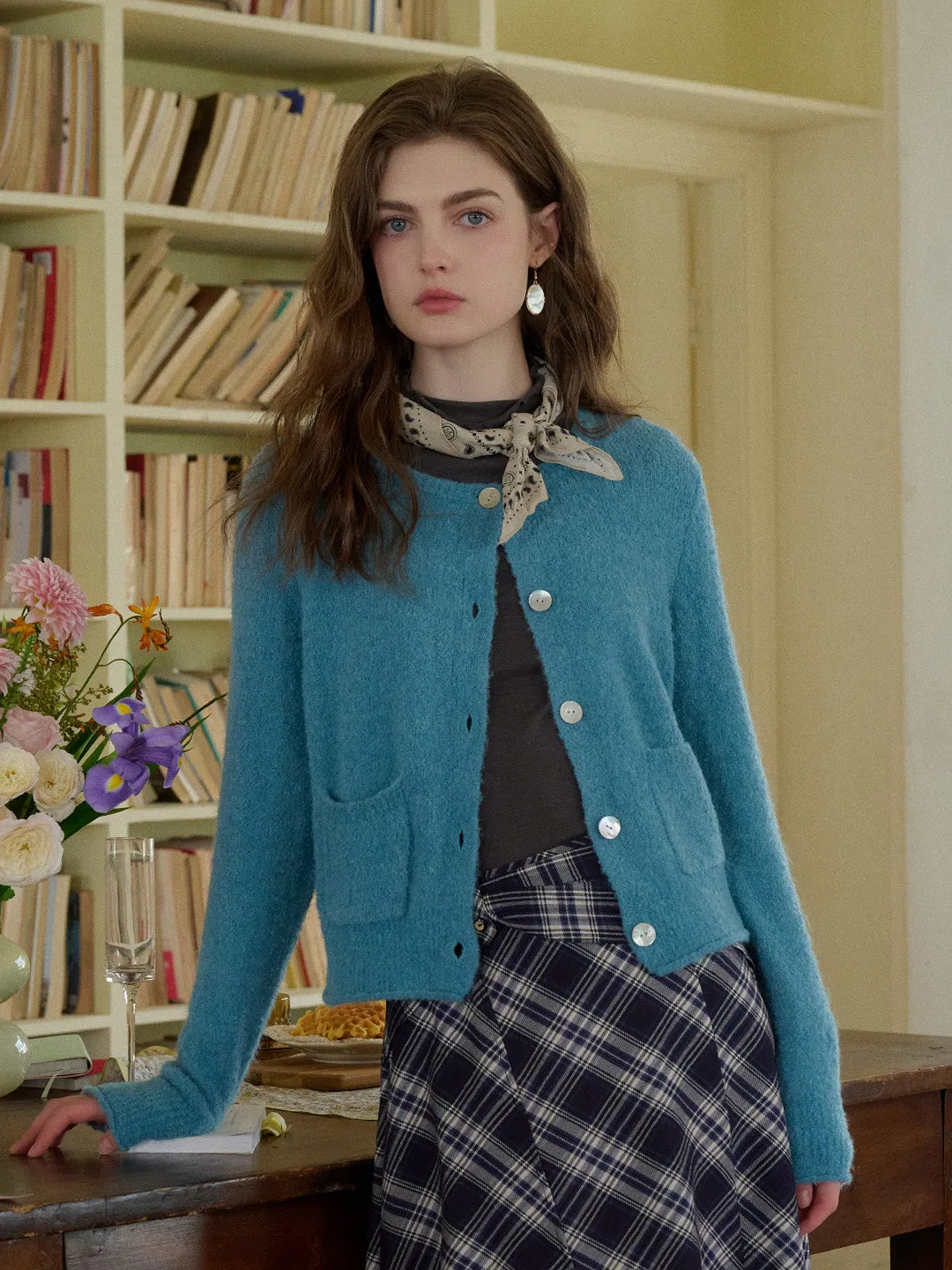 Hattie Round Neck Pocket Wool Cardigan sold by Simple Retro product image thumbnail 3