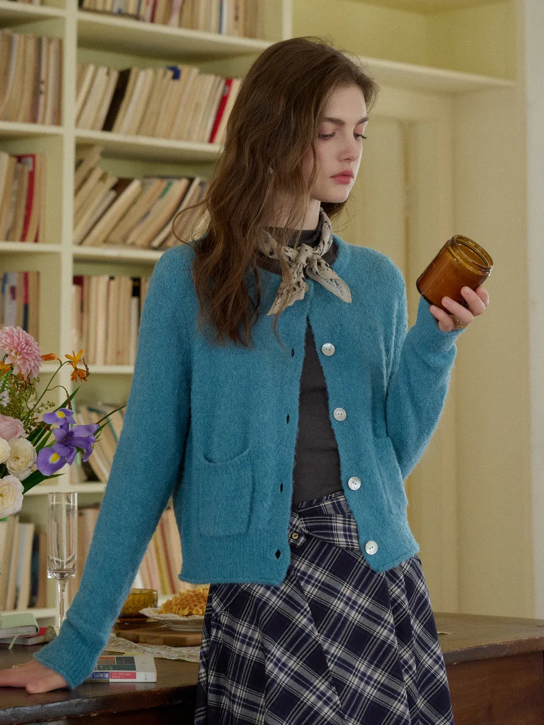 Hattie Round Neck Pocket Wool Cardigan sold by Simple Retro product image thumbnail 4