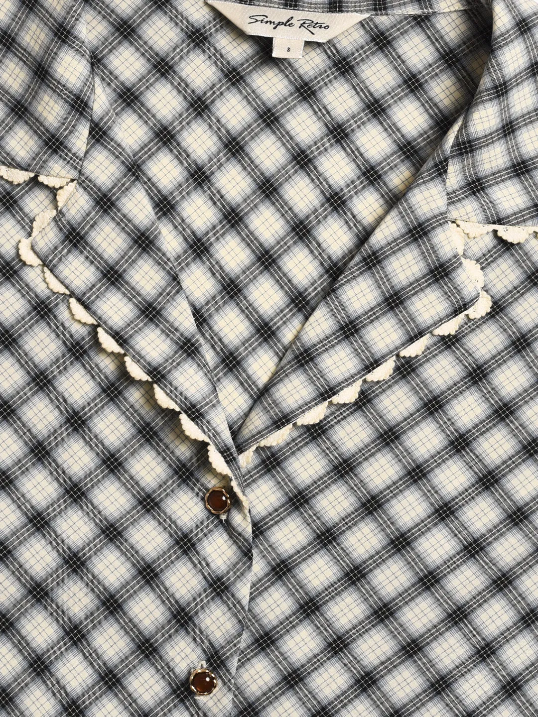 Kalani V-Neck Plaid Viscose Blouse sold by Simple Retro product image thumbnail 3