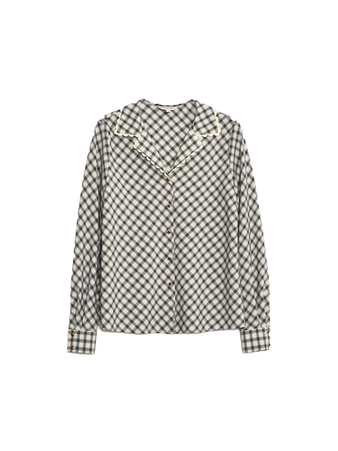 Kalani V-Neck Plaid Viscose Blouse sold by Simple Retro product image thumbnail 2