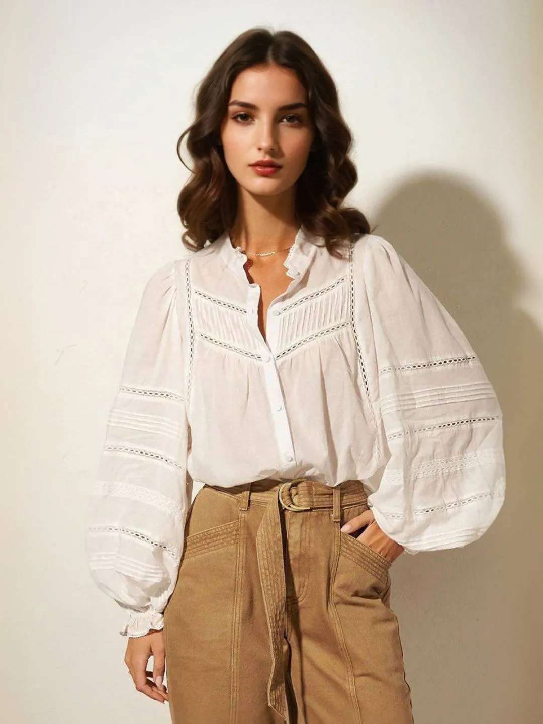 Veronica V-Neck Embroidery Blouse sold by Simple Retro