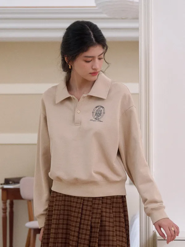 Daleyza Polo Collar 100% Cotton Sweatshirt sold by Simple Retro