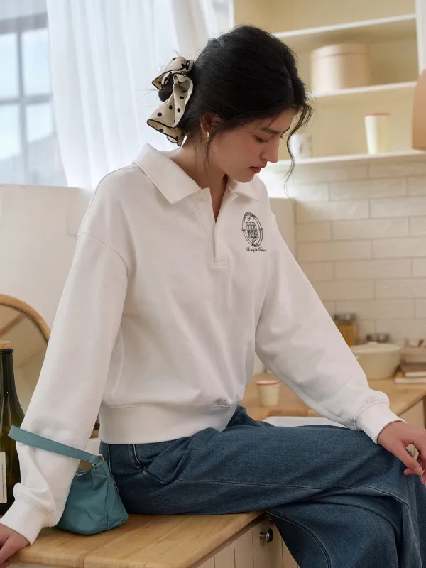 Daleyza Polo Collar 100% Cotton Sweatshirt sold by Simple Retro