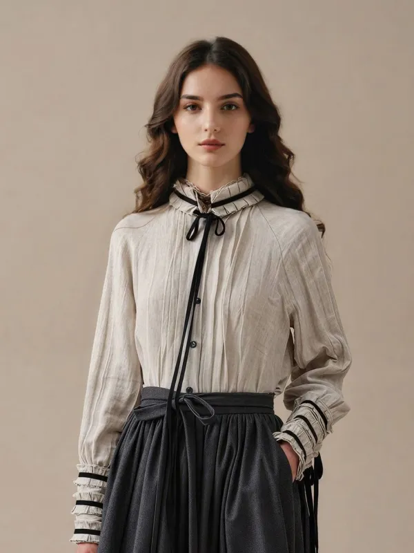 Alanna Ruffle Collar Blouse sold by Simple Retro