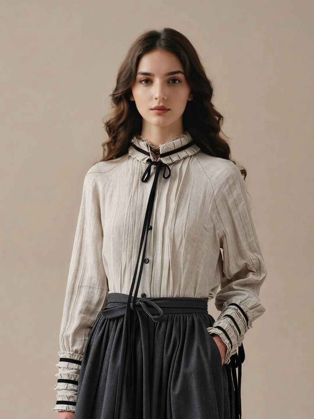 Alanna Ruffle Collar Blouse sold by Simple Retro