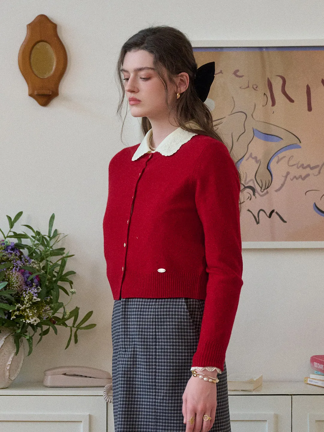 Dayana Round Neck 100% Wool Cardigan sold by Simple Retro product image thumbnail 5