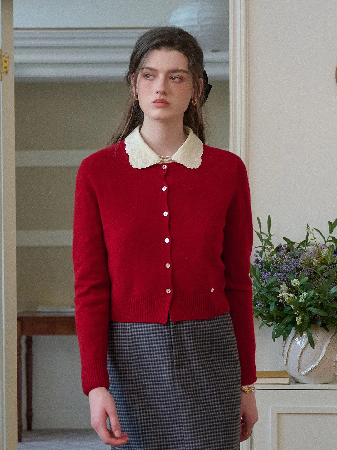 Dayana Round Neck 100% Wool Cardigan sold by Simple Retro product image thumbnail 2